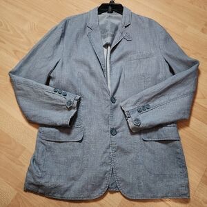 Macy's INC 100% Linen Blue Blazer Jacket Mens Size Large